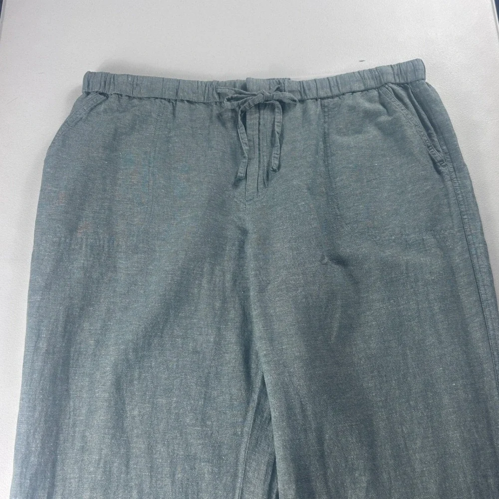 Liz‎ Claiborne Womens XL Wide Leg Linen Blend Pants Dark Forest Green 343436 NWT